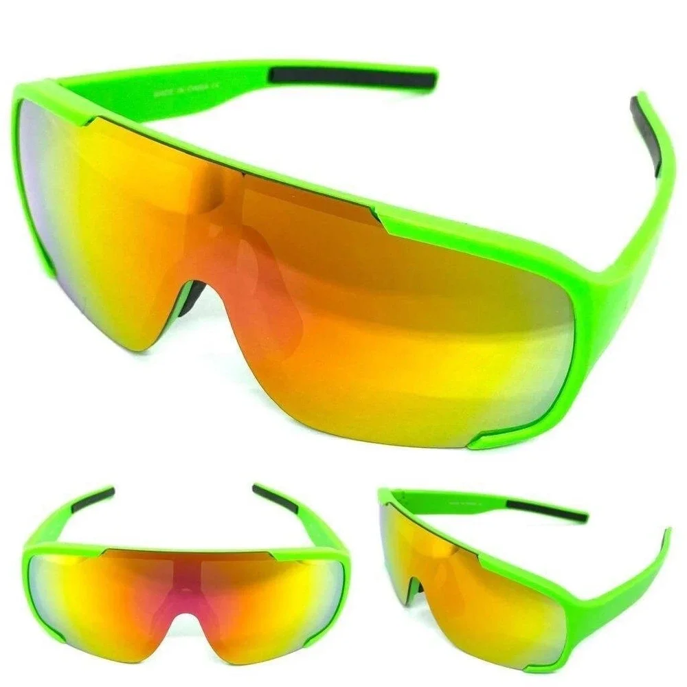 Shield Sunglasses Sport Cycling Running UV Protection Neon Green Driving Outdoor
